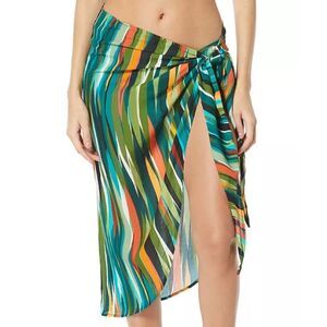 Vince Camuto NWT Printed Pareo Tie-Front Swim Skirt Cover-up - Multi Color XS